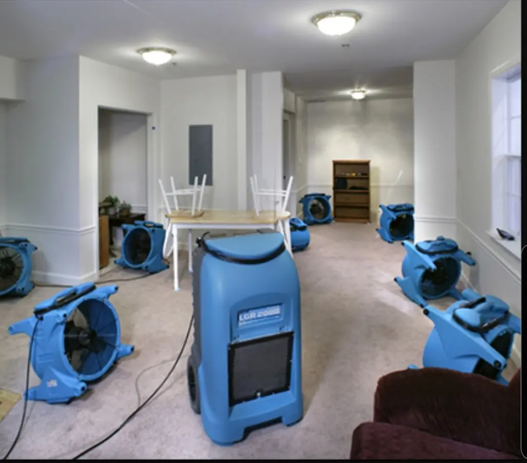 Air movers and dehumidifier setup for Water Extraction & Removal in Rio Vista